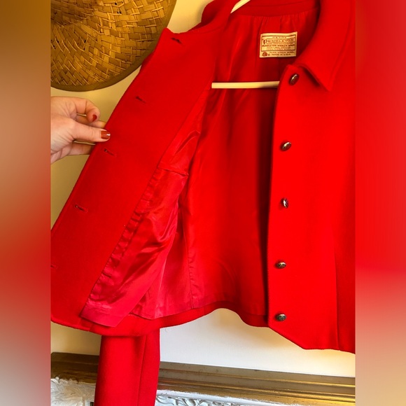 Beautiful True Vintage 60’s Poppy Red Pendleton Wool Jacket Coat - Picture 3 of 9